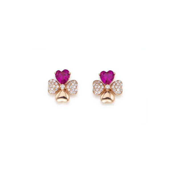 AMEN JEWELRY Mod. EQURR earrings with pink and diamond accents
