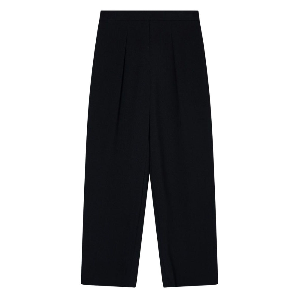 Emporio Armani Trousers Black with pleated detailing, high waist, straight hem, and side pockets