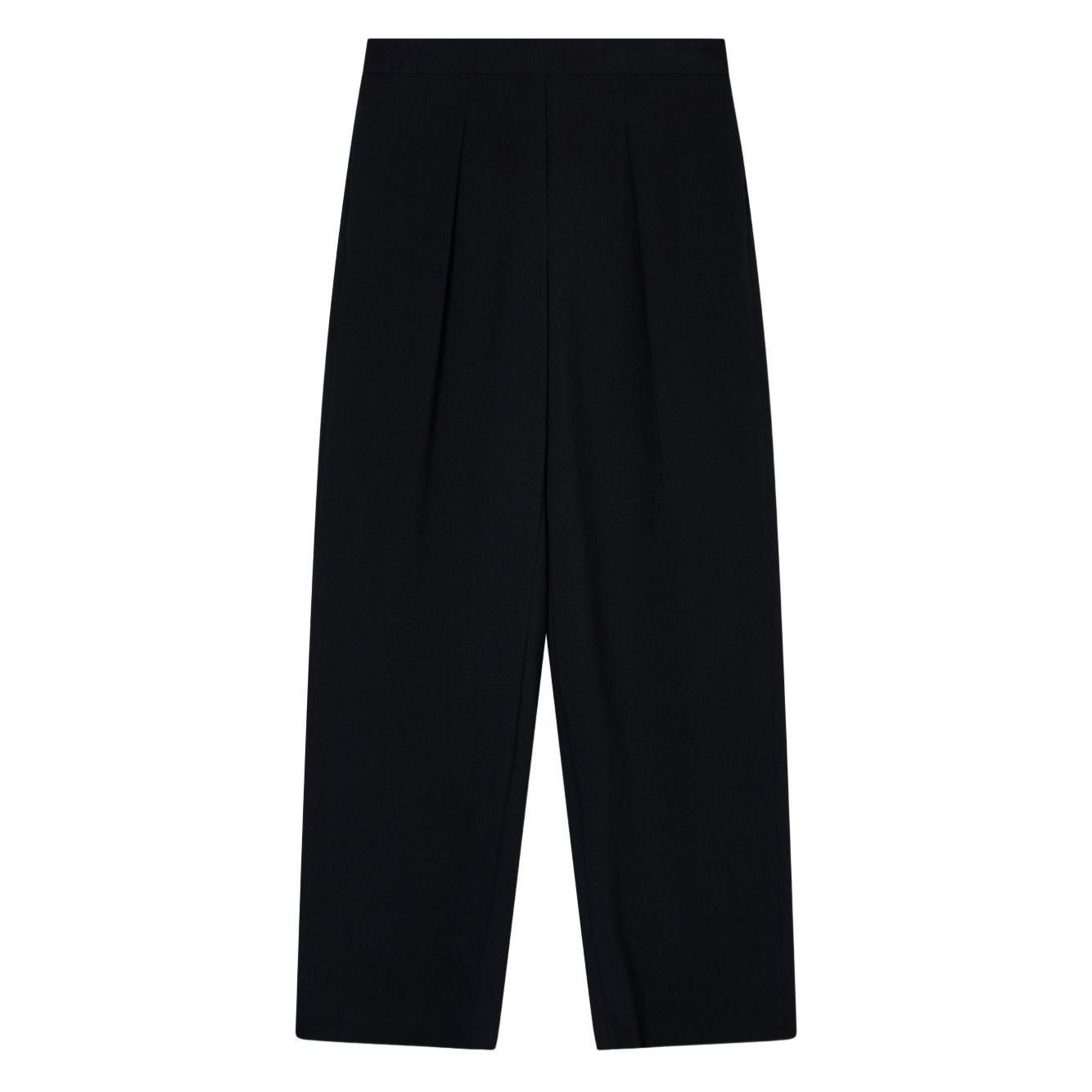 Emporio Armani Trousers Black with pleated detailing, high waist, straight hem, and side pockets