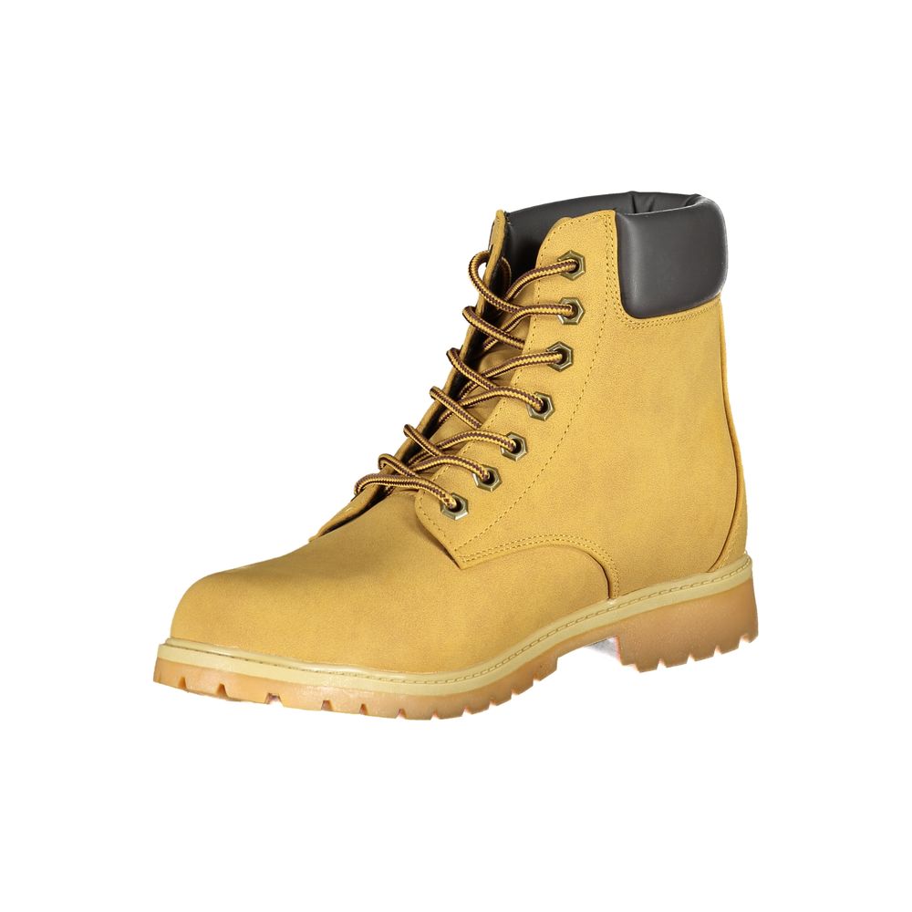 Fila Vibrant Yellow Contrast Lace-up Boots with bold embroidery and comfortable design.