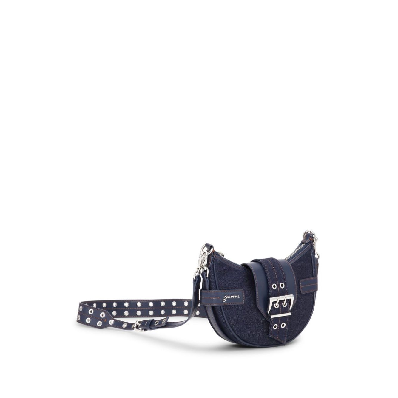 Ganni Buckle small denim cross-body bag
