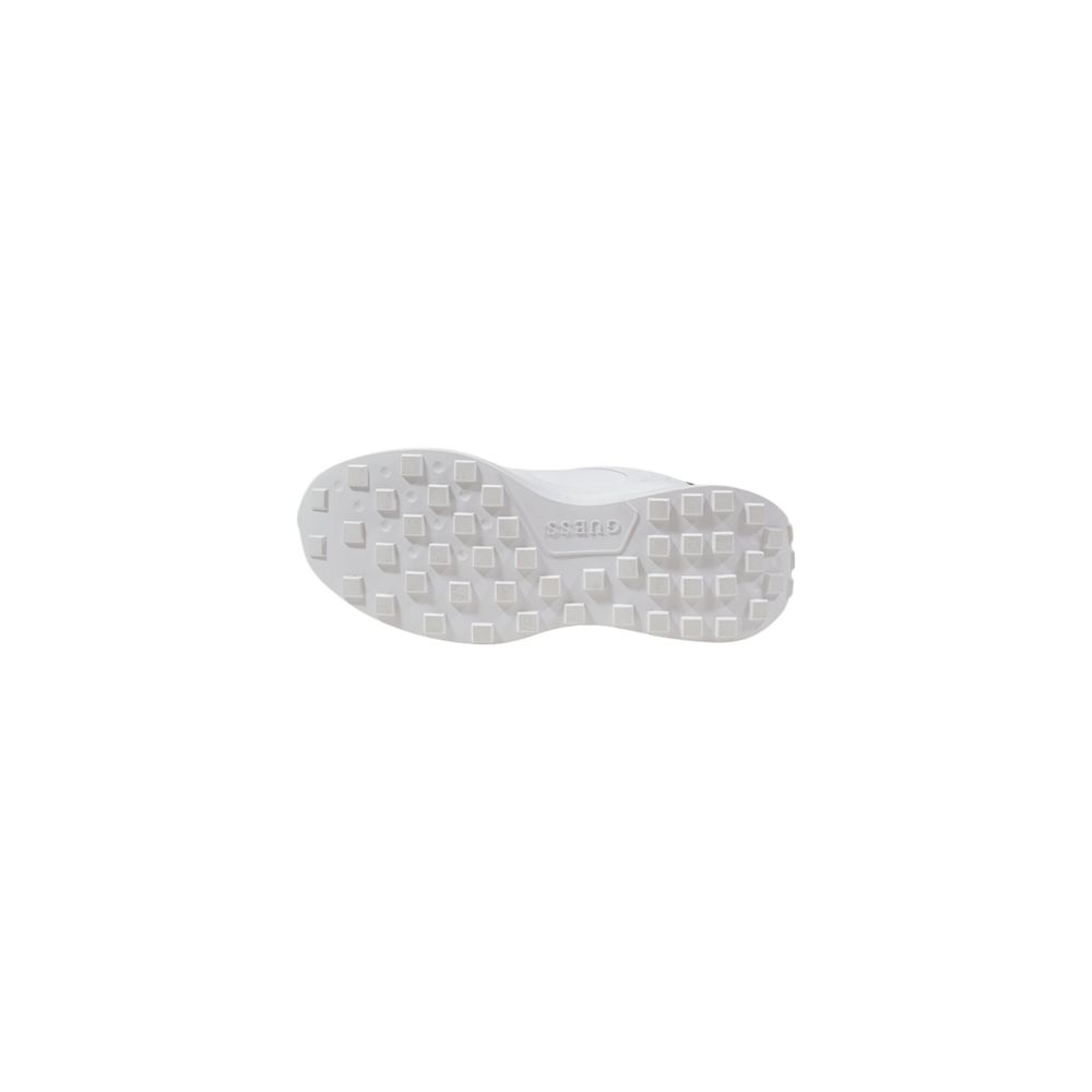 Underside view of Guess White Polyethylene Chunky Sneakers showing tread pattern for grip and durability.