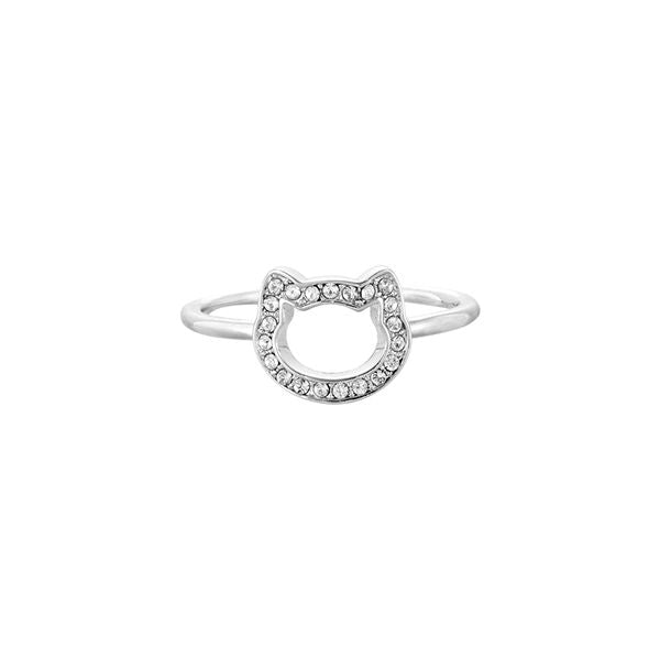 Silver cat-ear ring with crystal accents from KARL LAGERFELD JEWELS JEWELRY Mod. 5483546