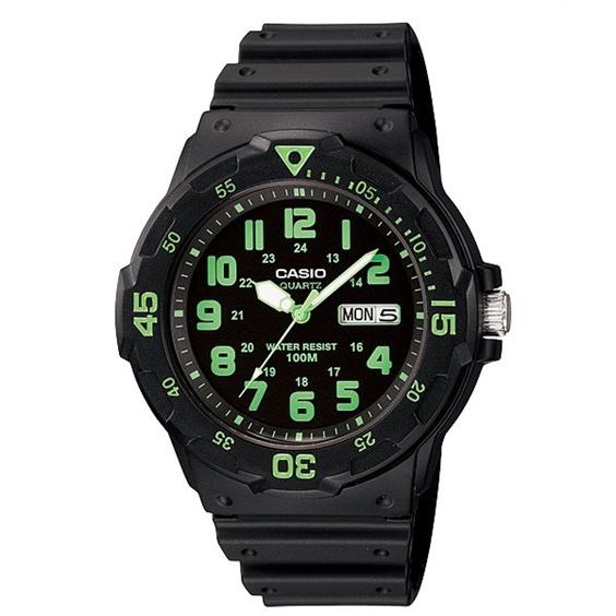 CASIO SPORT Mod. DIVER 100M - BLACK wristwatch, water resistant 10 ATM, quartz movement, resin case and strap, gent's watch.