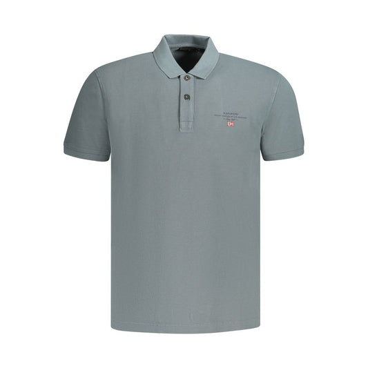 Napapijri Gray Cotton Mens Polo Shirt with short sleeves, tasteful print, and iconic logo, offering bold sophistication and urban flair.