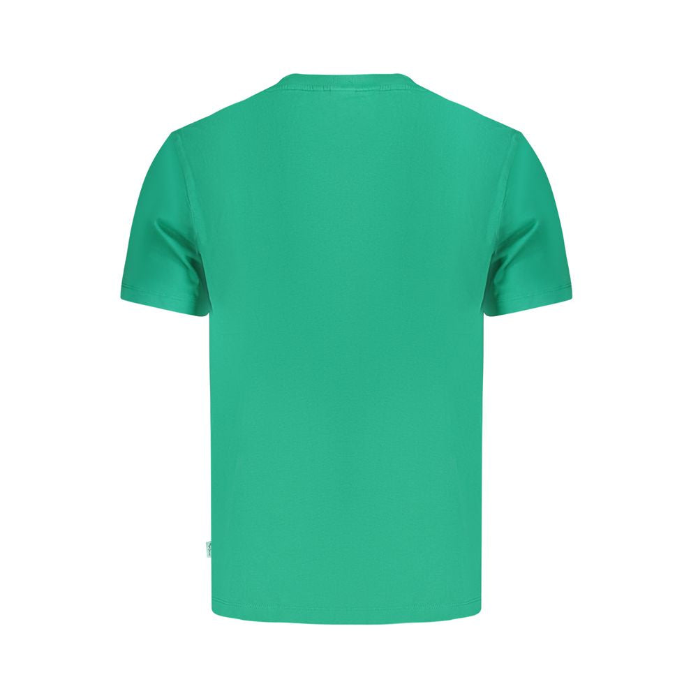 Pepe Jeans Green Cotton T-Shirt, short sleeve, crew neck, logo print, made from 100% sustainable cotton, back view.