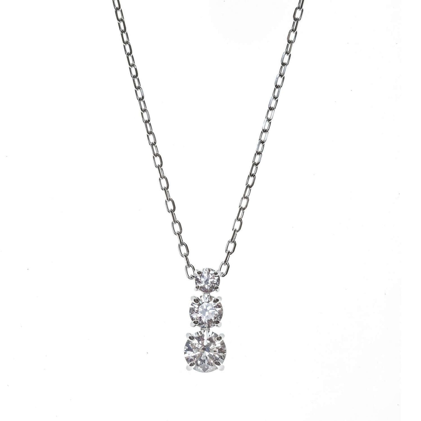 SWAROVSKI Mod. 5414970 necklace featuring a rhodium-plated, round-cut pendant symbolizing eternal love from the Attract Trilogy collection