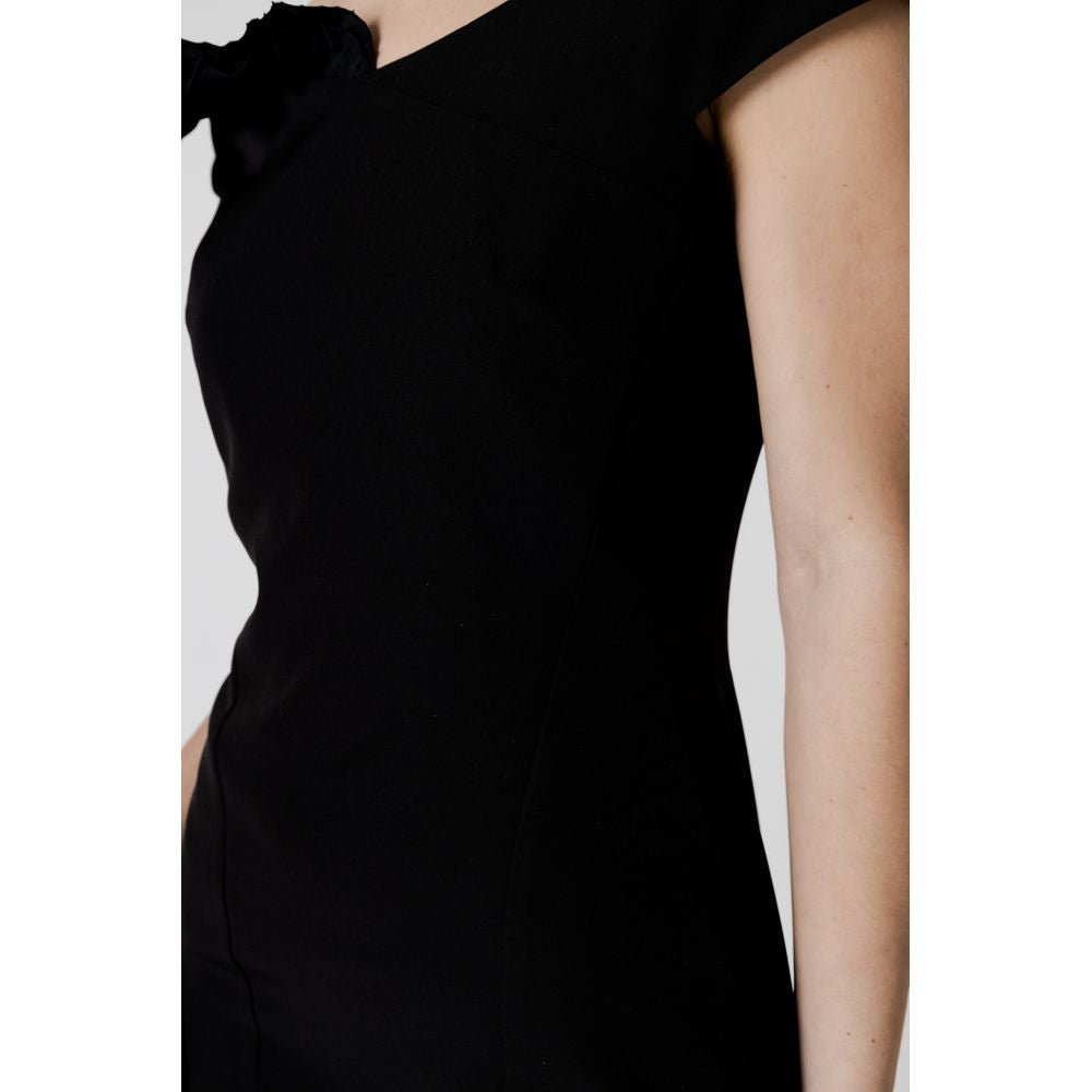 Sandro Ferrone Black Polyester Midi Dress