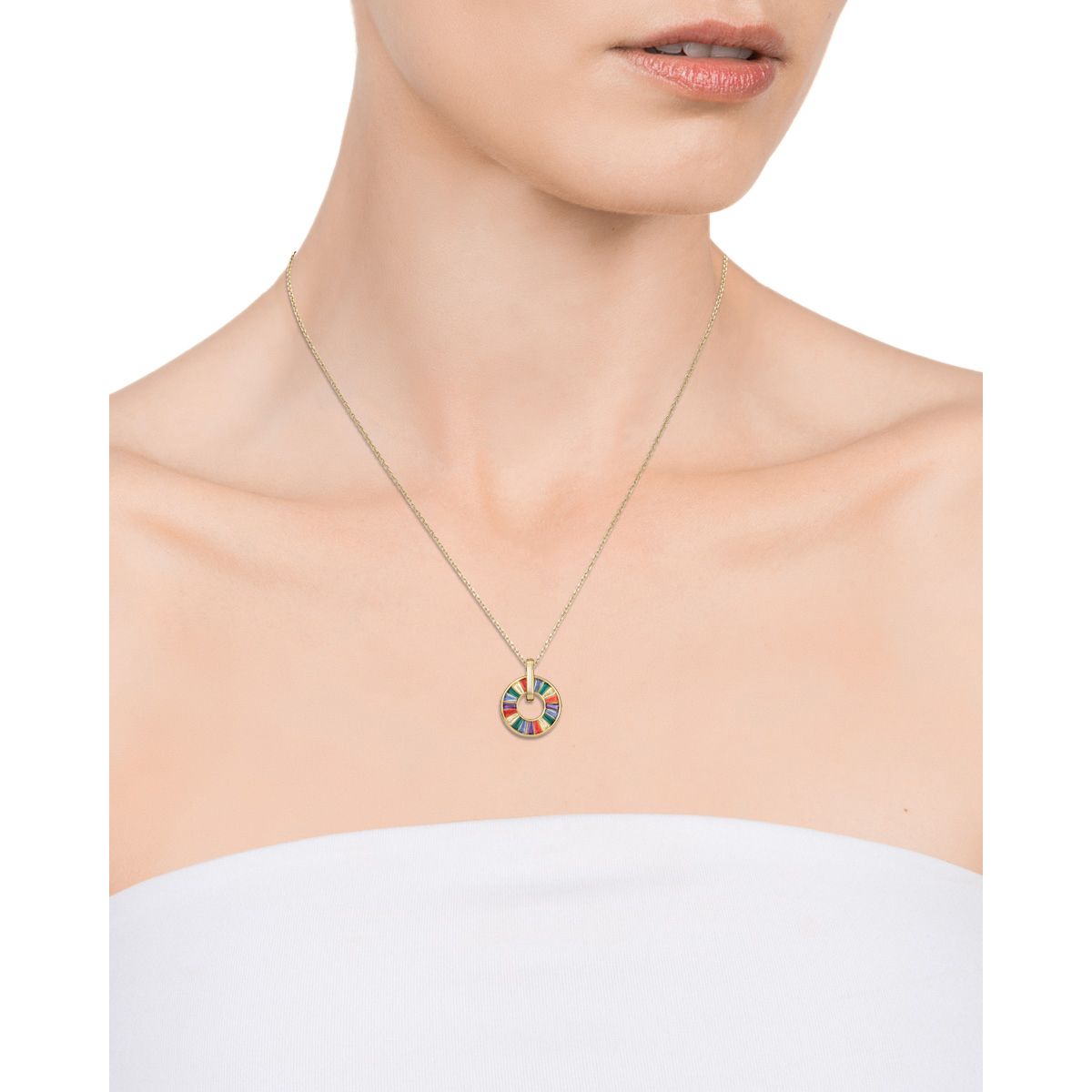 VICEROY JEWELS Mod. 15115C000-39 necklace with colorful pendant on model, suitable for ladies, showcasing elegant silver design.