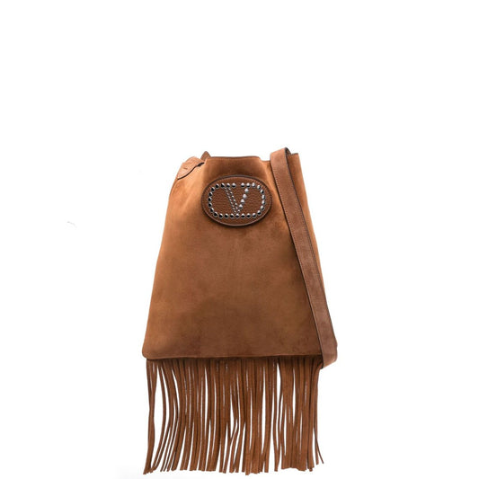 Valentino Garavani Nellcôte Suede Shoulder Bag With Fringes Shoulder