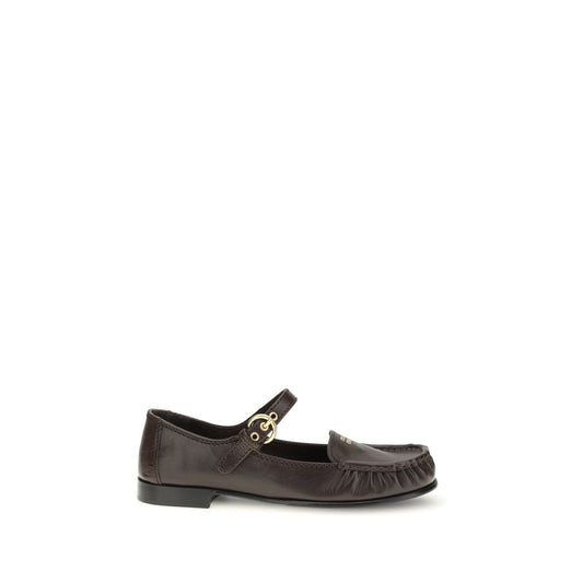 Miu Miu Brown Calf Leather Bos Taurus Slip-On Loafers 1728,72470364320,Brown,EU40/US10,Loafers - Shoes,Miu Miu,New with tags,Shoes,Slip-On Loafers - Loafers - Shoes,Women