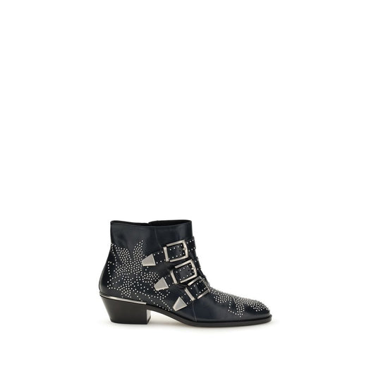 Chloé Black Calf Leather Bos Taurus Lace-Up Boots 1728,72470364320,Black,Boots - Shoes,Chloé,EU37.5/US7.5,EU39/US9,Lace-Up Boots - Boots - Shoes,New with tags,Shoes,Women
