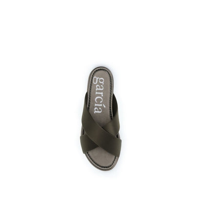 Pedro García Brown Silk Flat Sandals