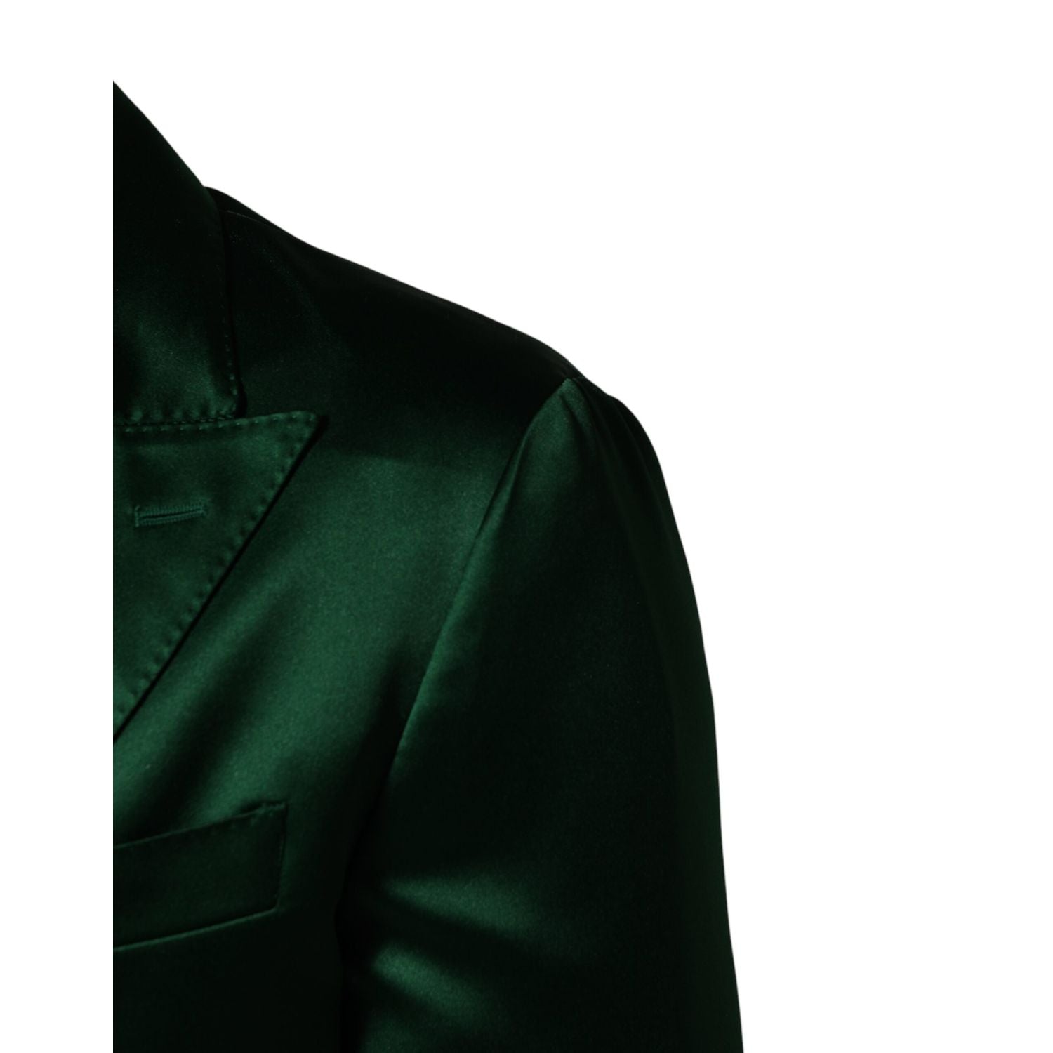 Dolce & Gabbana Green Satin Double Breasted Jacket Blazer