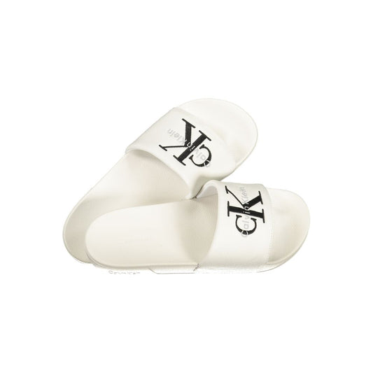 Calvin Klein White Polyurethane Men Slipper 1728,67403481248,Calvin Klein,EU40/US7,EU41/US8,EU42/US9,EU43/US10,EU44/US11,EU45/US12,EU46,Men,New with tags,Sandals - Shoes,Shoes,White