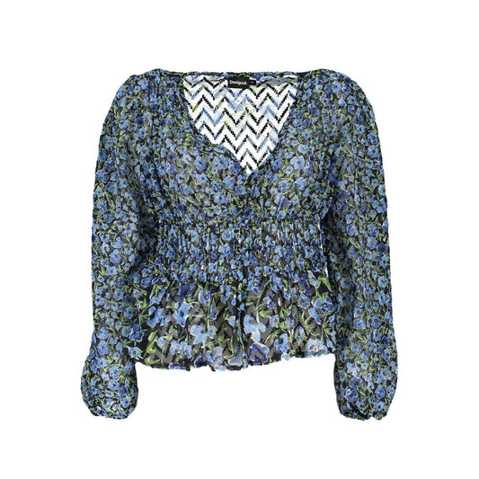 Desigual Blue Polyester Women Blouse 1728,67403481248,Blue,Clothing,Desigual,L,New with tags,Pattern - Shirts - Clothing,S,Shirts - Clothing,Women,XS