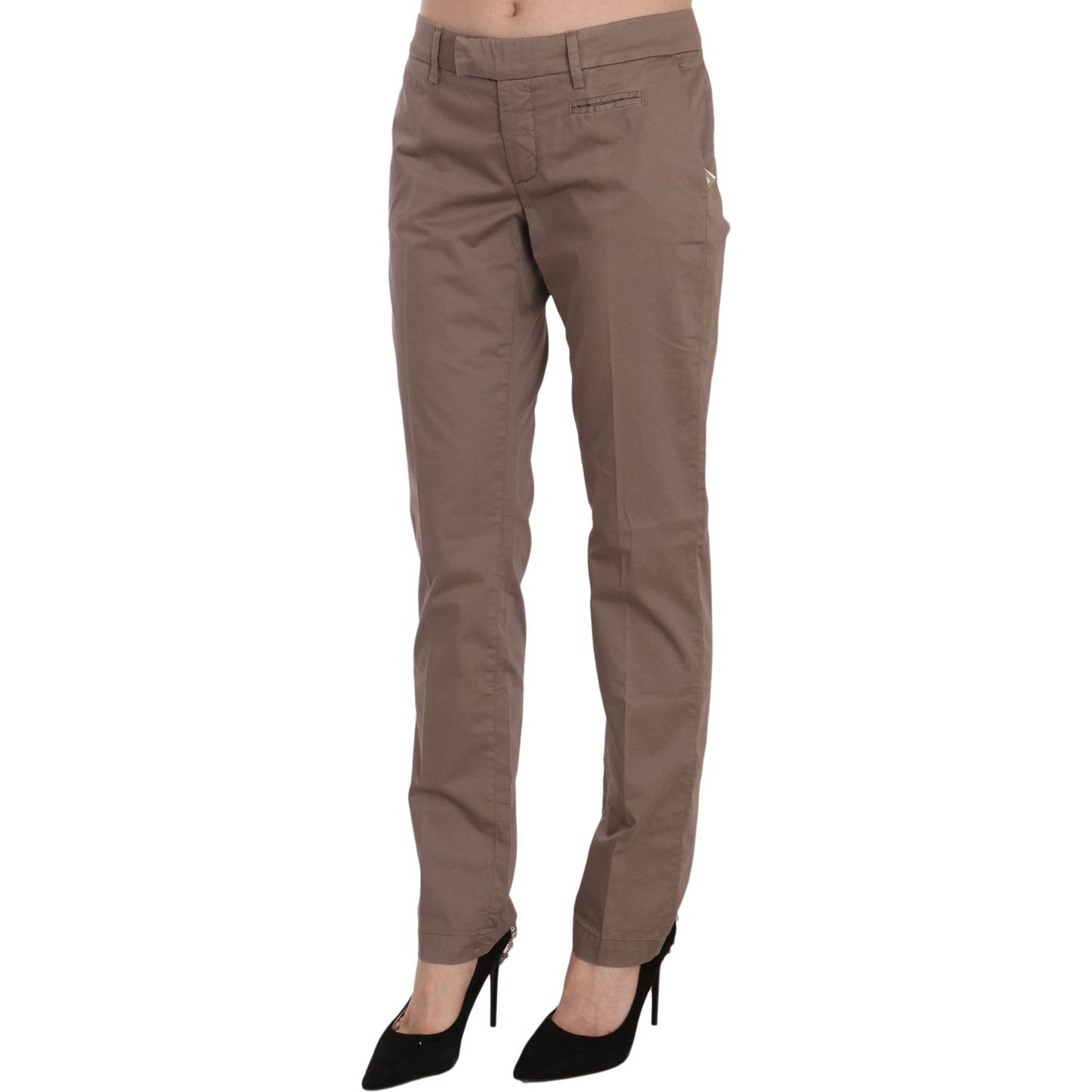 Dondup Brown Low Waist Straight Cut Trouser Pant