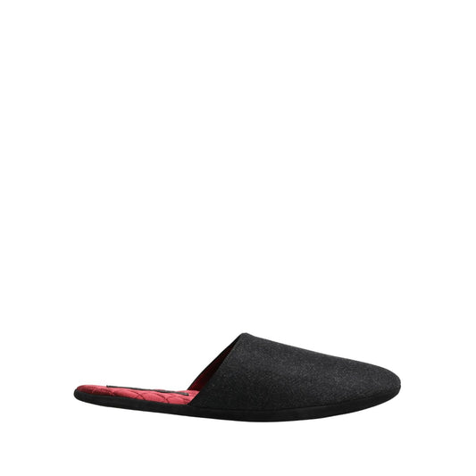 Dolce & Gabbana Anthracite Wool Cashmere Quilted Slippers Shoes