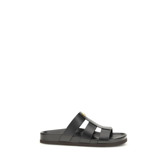 Valentino Garavani Black Calf Leather Bos Taurus Sandals 1728,72470364320,Black,EU40/US7,EU41.5/US8.5,EU41/US8,EU45/US12,Men,New with tags,Sandals - Shoes,Shoes,Valentino Garavani
