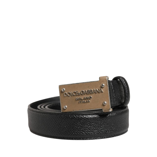Dolce & Gabbana Men Black Calf Leather Logo Metal Buckle Belt 100 cm / 40 Inches,1728,67345645728,85 cm / 34 Inches,95 cm / 38 Inches,Accessories,Belts - Accessories,Black,Dolce & Gabbana,Material: 100% Calf Leather,Men,New with tags,Regular Belts - Belts
