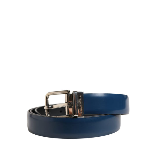 Dolce & Gabbana Men Blue Classic Leather Metal Buckle Belt 100 cm / 40 Inches,1728,67345645728,Accessories,Belts - Accessories,Blue,Dolce & Gabbana,Material: 100% Calf Leather,Men,New with tags,Regular Belts - Belts - Accessories