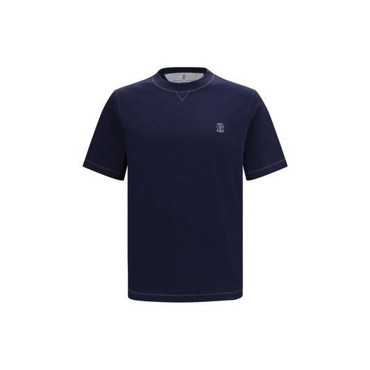 Brunello Cucinelli Blue Cotton T-Shirt 1728,72470364320,Blue,Brunello Cucinelli,Clothing,M,Men,New with tags,S,T-Shirts - Clothing,T-Shirts - T-Shirts - Clothing,XS