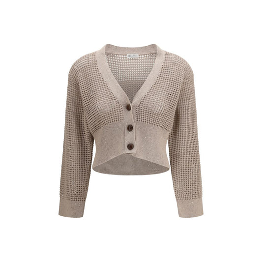 Brunello Cucinelli Beige Cotton Cardigan 1728,72470364320,Beige,Brunello Cucinelli,Cardigans - Sweaters - Clothing,Clothing,L,M,New with tags,Sweaters - Clothing,Women