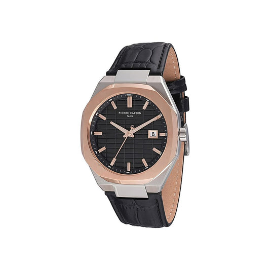 Pierre Cardin Black Leather Dress Watch 1728,67434610848,Accessories,Black,Dress Watches - Watches - Accessories,Men,New with tags,Pierre Cardin,Watches - Accessories