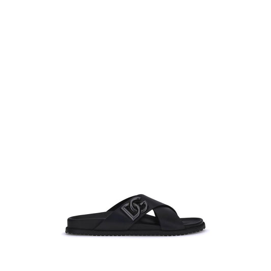 Dolce & Gabbana Black Calf Leather Bos Taurus Sandals 1728,72470364320,Black,Dolce & Gabbana,EU41/US8,EU42/US9,EU43/US10,EU44/US11,EU46/US13,Flat - Sandals - Shoes,Men,New with tags,Sandals - Shoes,Shoes