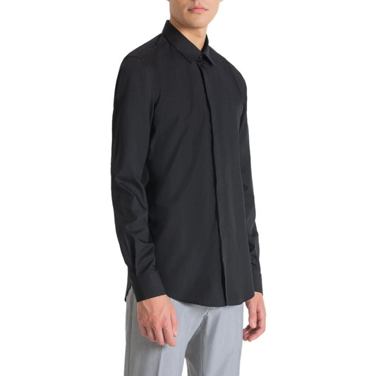 Antony Morato Black Cotton Dress Shirt 1728,71956299936,Antony Morato,Black,Clothing,Dress Shirts - Shirts - Clothing,IT44 | XS,IT46 | S,IT48 | M,IT50 | L,IT54 | XXL,Men,New with tags,Shirts - Clothing