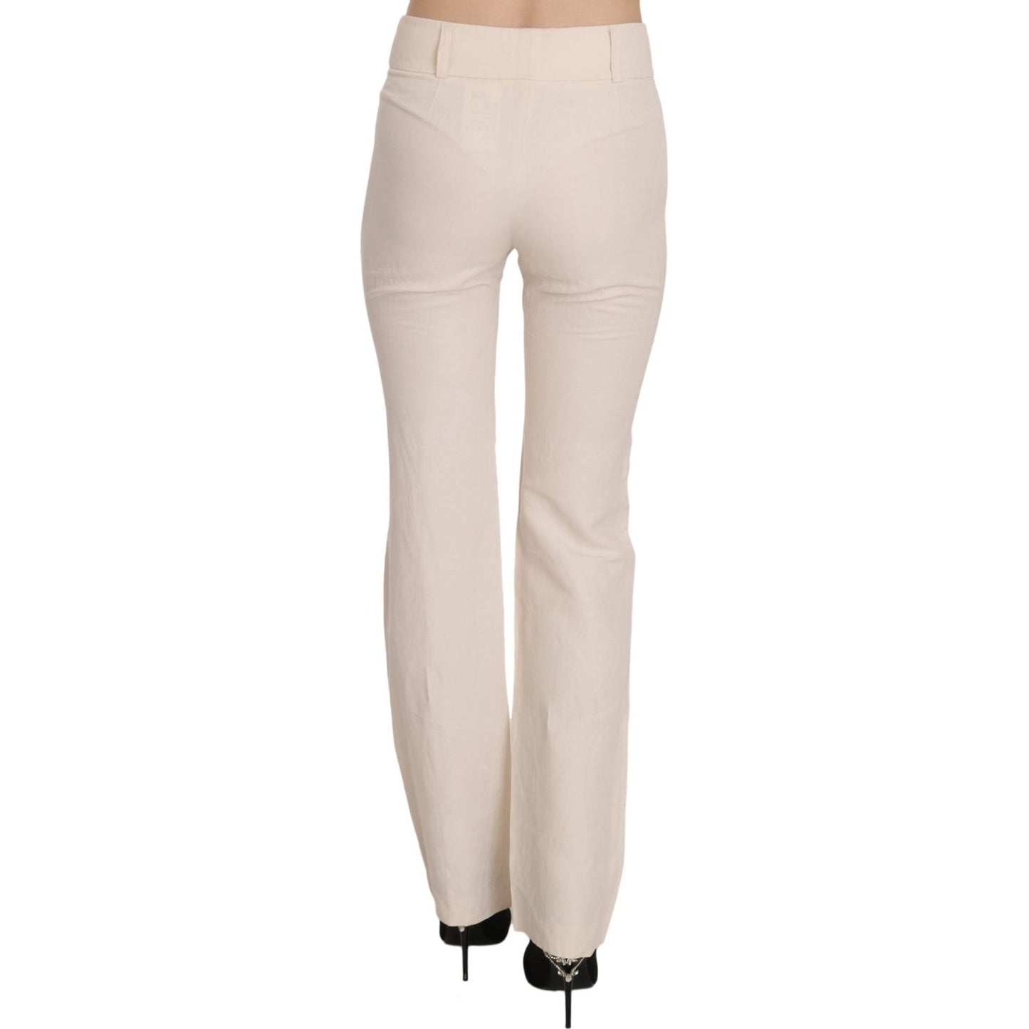 LAUREL White High Waist Silk Blend Flared Dress Trousers Pants