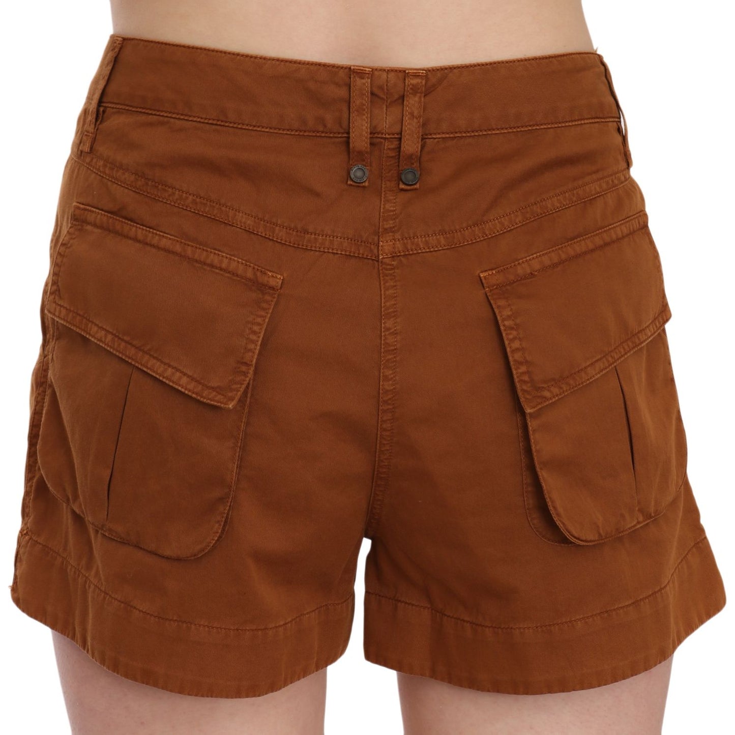 PLEIN SUD Brown Mid Waist Cotton Denim Mini Shorts