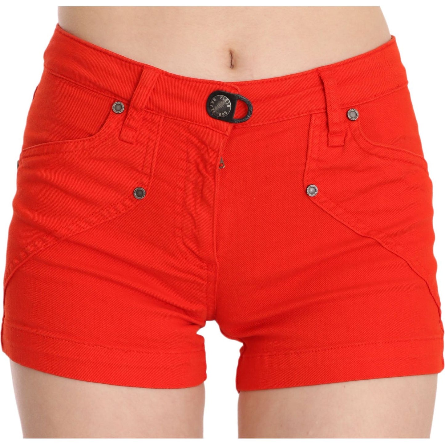 PLEIN SUD Orange Mid Waist Cotton Denim Mini