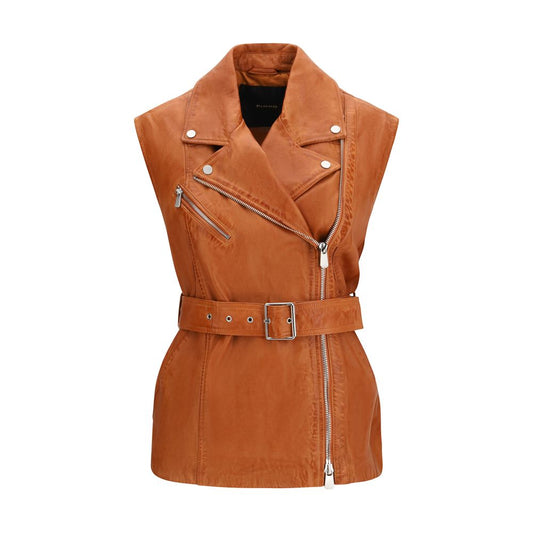 PINKO Brown Goatskin Sleveless Jacket 1728,72470364320,Brown,Clothing,IT38 | S,IT40 | M,IT42 | L,Jackets & Coats - Clothing,New with tags,PINKO,Sleveless Jacket - Jackets & Coats - Clothing,Women