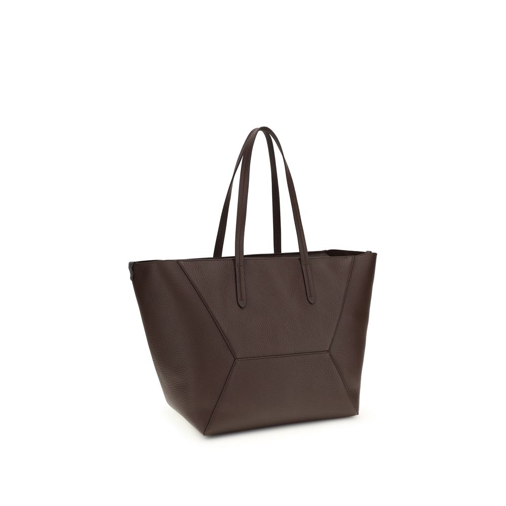 Brunello Cucinelli Brown Calf Leather Bos Taurus Shoulder Bag