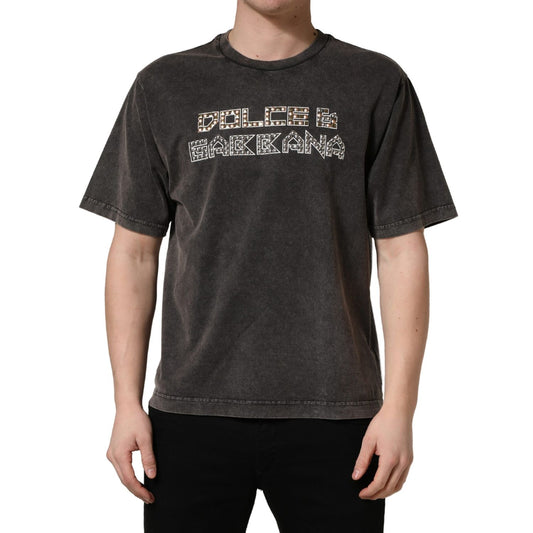 Dolce & Gabbana Gray Logo Embellished Men Crew Neck T-shirt 1728,67345645728,Clothing,Dolce & Gabbana,Gray,IT48 | M,IT54 | XL,Material: 100% Cotton,Men,New with tags,T-Shirts - Clothing,T-Shirts - T-Shirts - Clothing