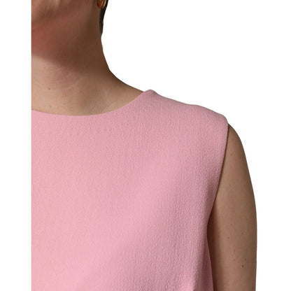 Dolce & Gabbana Pink Blue Wool Sleeveless Shift Mini Dress
