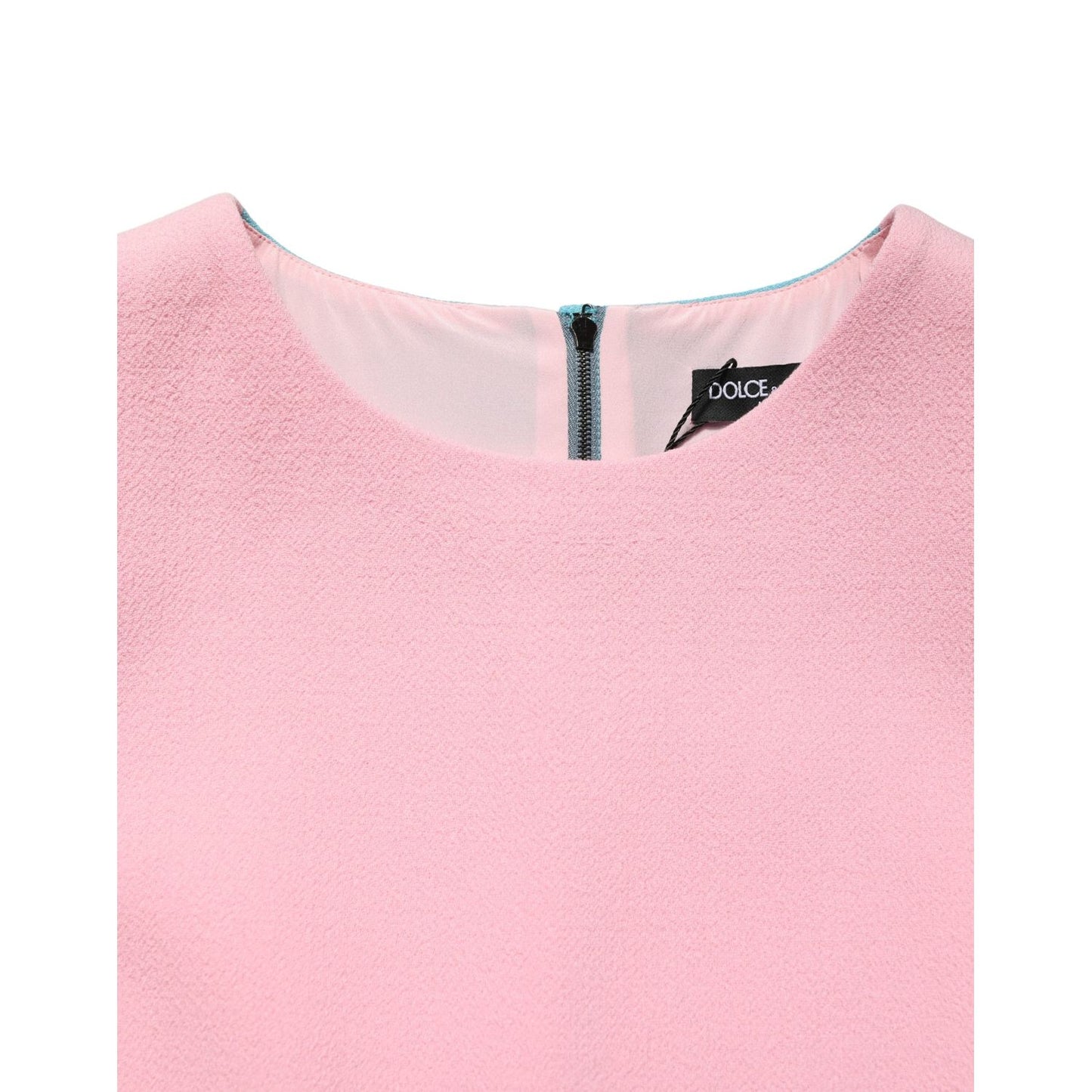 Dolce & Gabbana Pink Blue Wool Sleeveless Shift Mini Dress