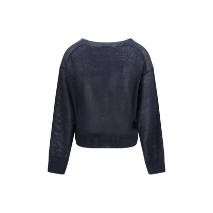 Brunello Cucinelli Blue Linen T-Shirt
