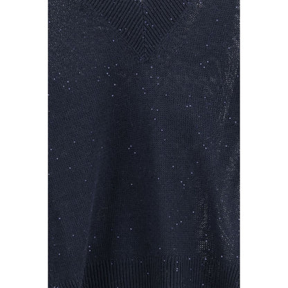 Brunello Cucinelli Blue Linen T-Shirt