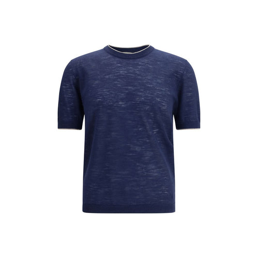 Brooksfield Blue Linen Shortsleeve Shirt