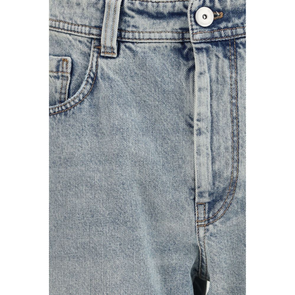Brunello Cucinelli Blue Cotton Straight-Leg Jeans