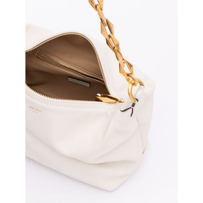 Jimmy Choo White Diamond Hobo Leather Shoulder Bag