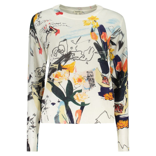 Desigual White Viscosa Women T-Shirt 1728,67403481248,Clothing,Desigual,L,M,New with tags,S,Sweaters - Clothing,Sweatshirts - Sweaters - Clothing,White,Women,XL,XS