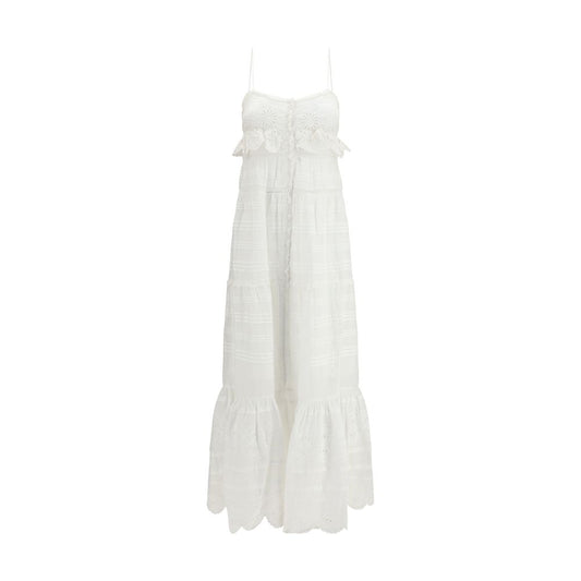 Marant Etoile White Cotton Casual Dress 1728,72470364320,Casual - Dresses - Clothing,Clothing,Dresses - Clothing,IT36 | XS,IT38 | S,Long - Dresses - Clothing,Marant Etoile,New with tags,Pattern - Dresses - Clothing,Sleeveless - Dresses - Clothing,White,Wo