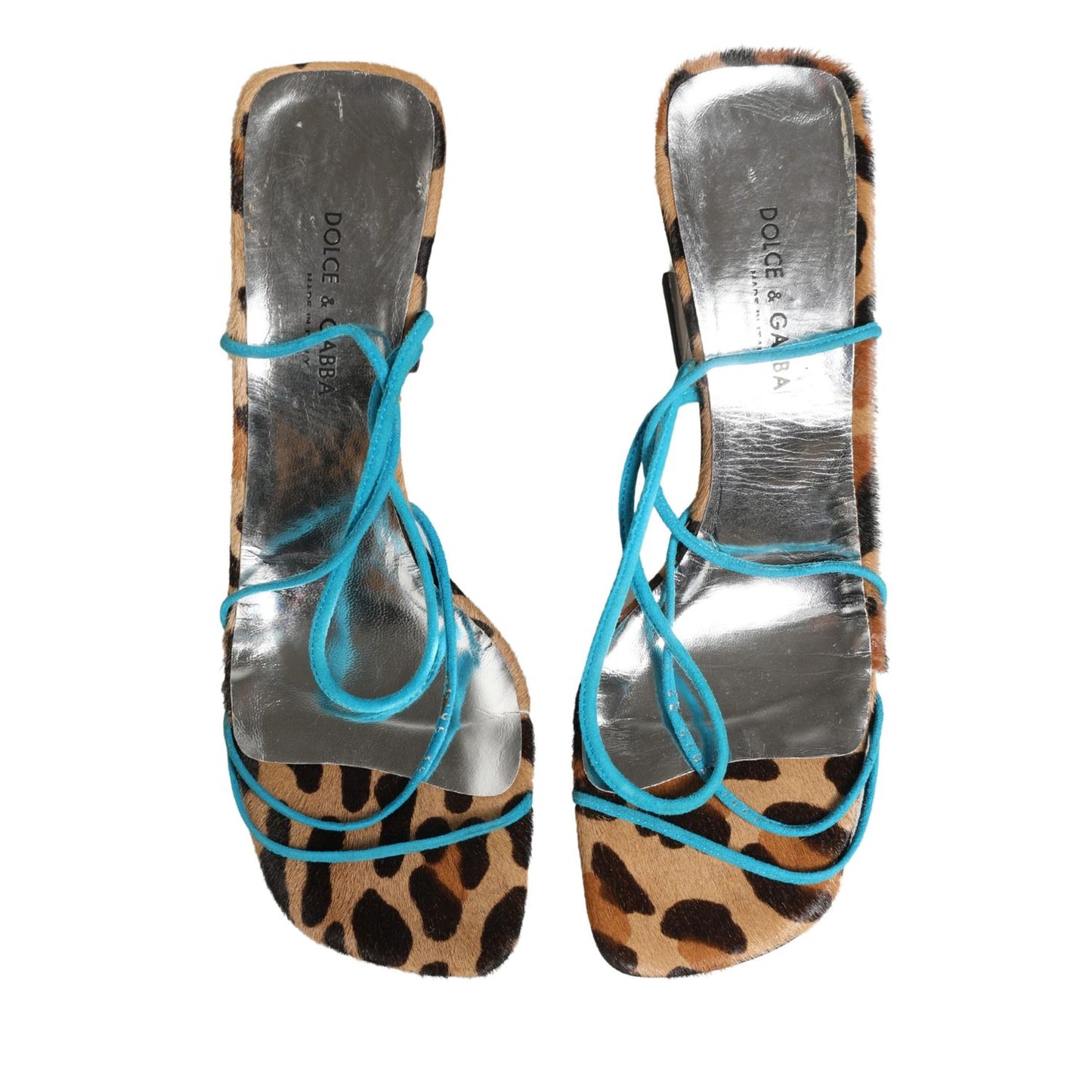 Dolce & Gabbana Multicolor Leather Block Heels Sandals Shoes