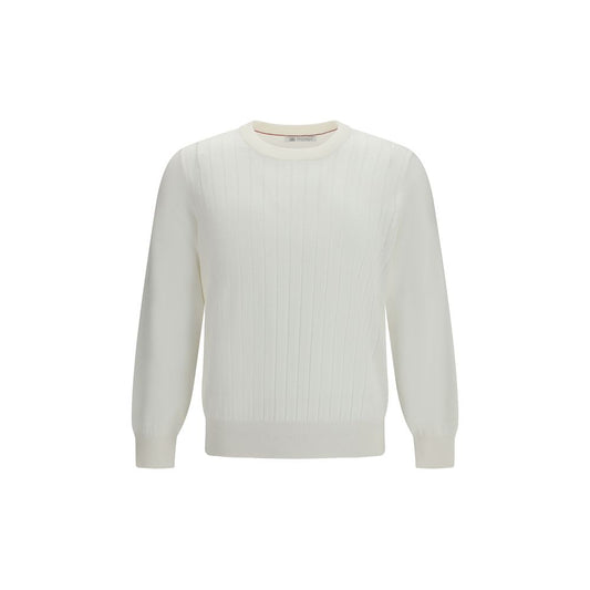 Brunello Cucinelli White Cotton Sweatshirt 1728,72470364320,Brunello Cucinelli,Clothing,IT52 | XL,Men,New with tags,Sweaters - Clothing,Sweatshirts - Sweaters - Clothing,White