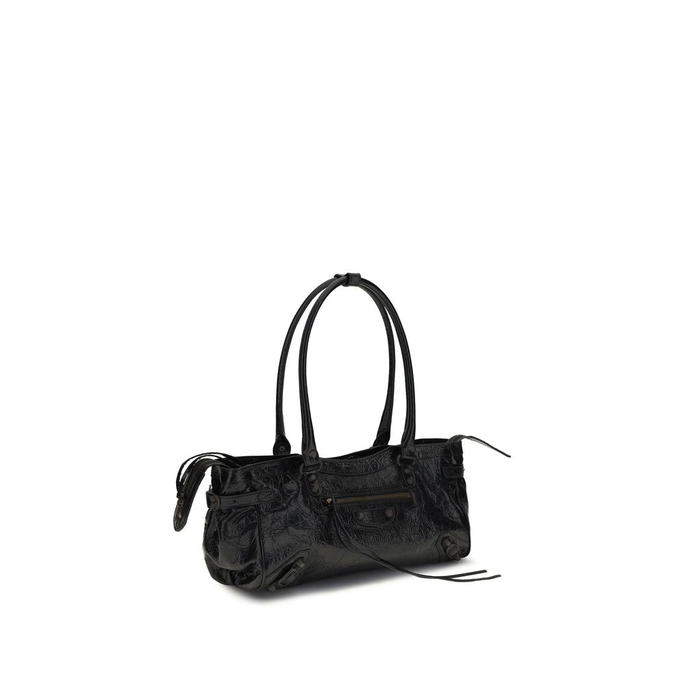 Balenciaga Black Leather The Le City East-West Shoulder Bag