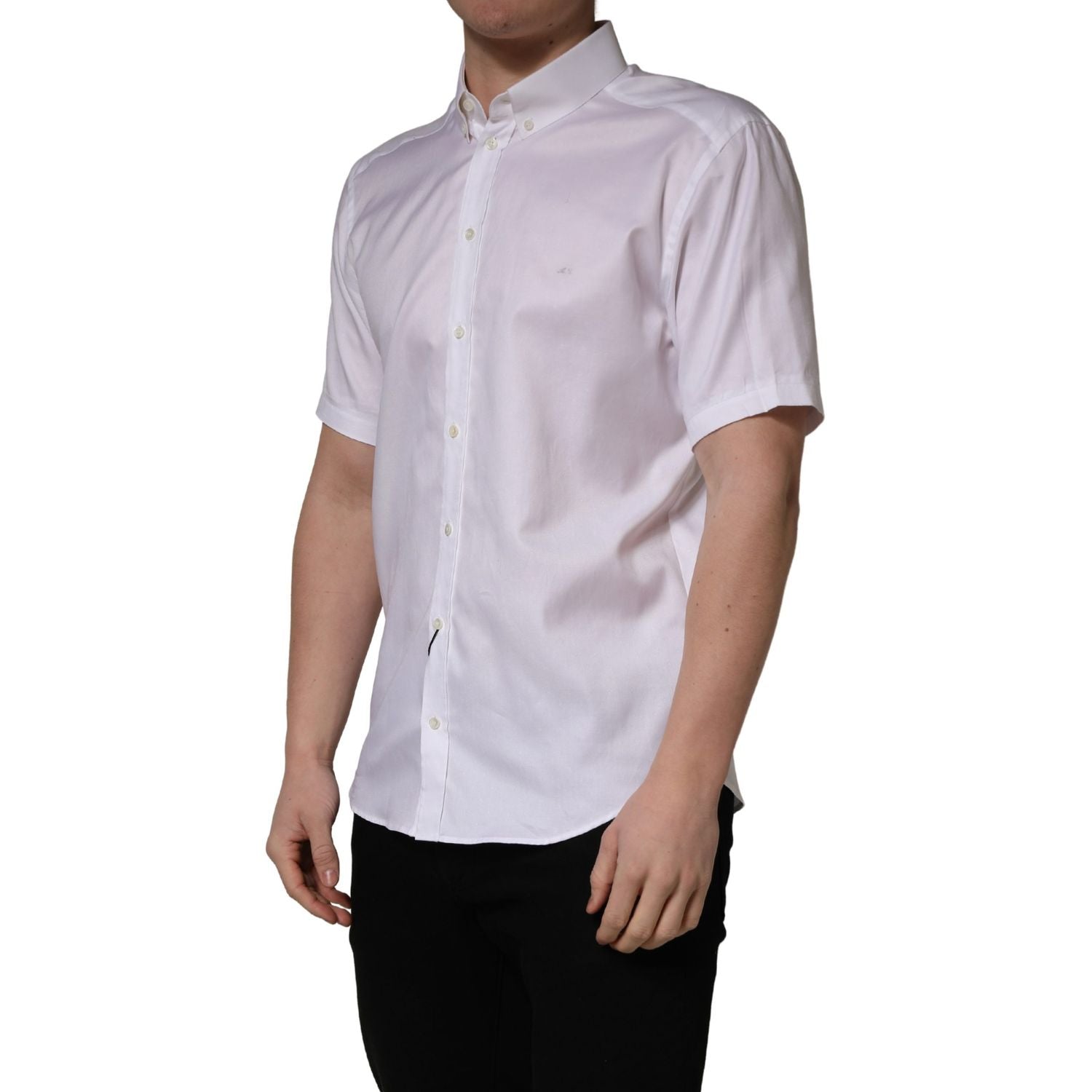 Dolce & Gabbana White Cotton Short Sleeves Button Down Shirt