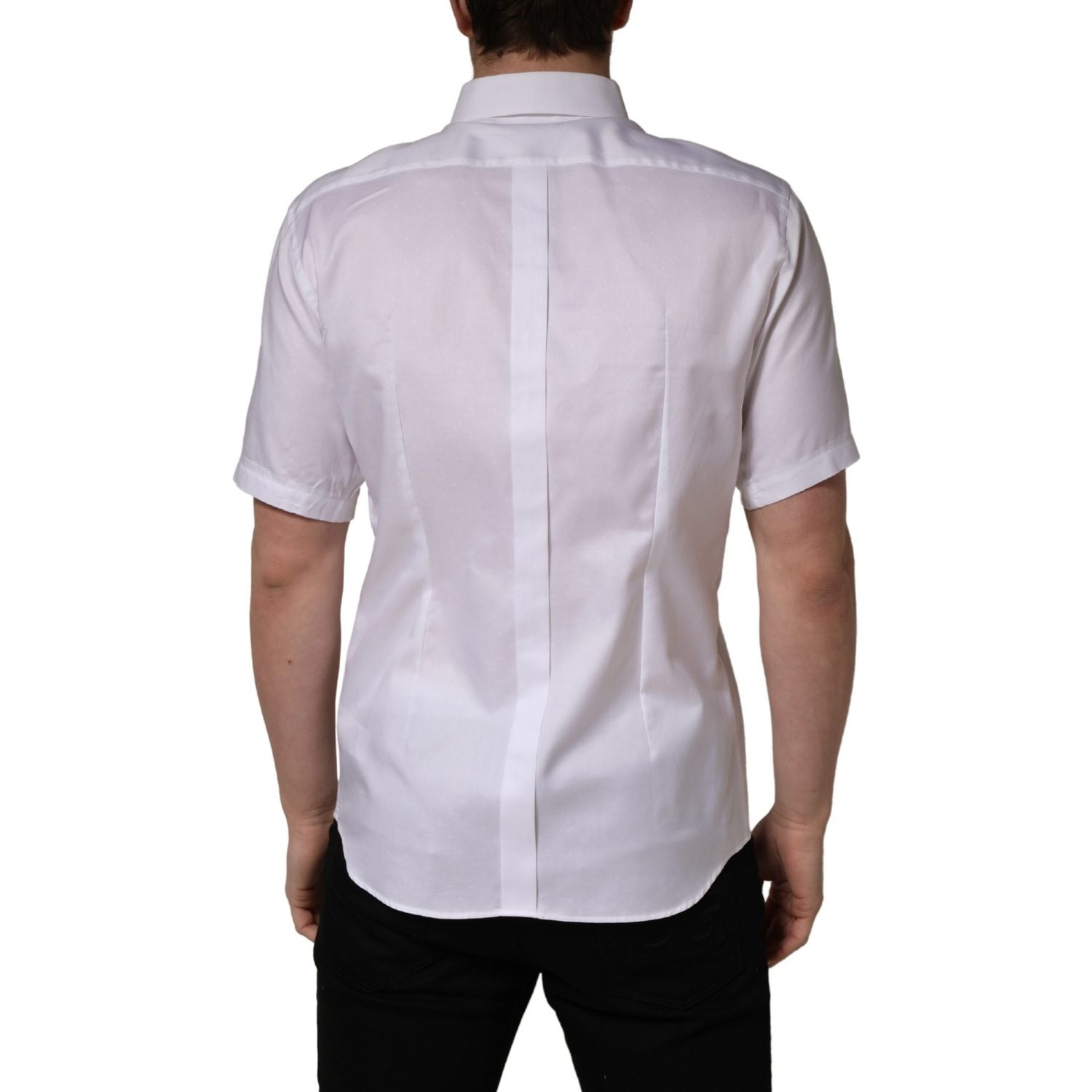 Dolce & Gabbana White Cotton Short Sleeves Button Down Shirt
